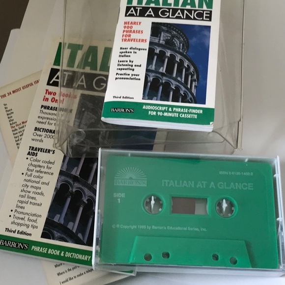 Italian At A Glance Books and Cassette Vintage - Picture 4 of 5